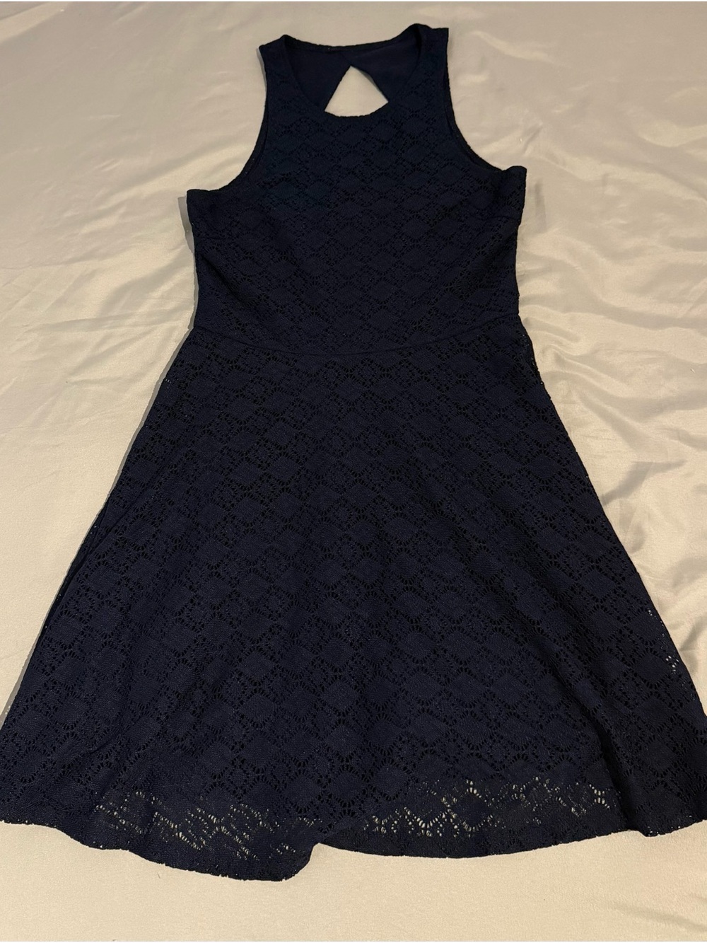 Girls 14-16 Sleeveless Navy Lace Fit-and-Flare Dress